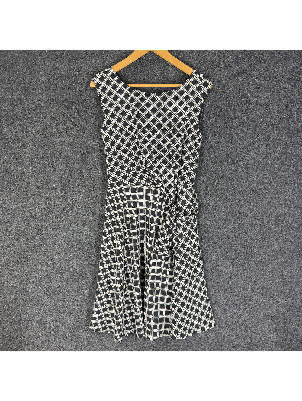 Chelsea Rose Dress Women 8 Black Plaid Sheath Midi Zipper Belted Lined Casual